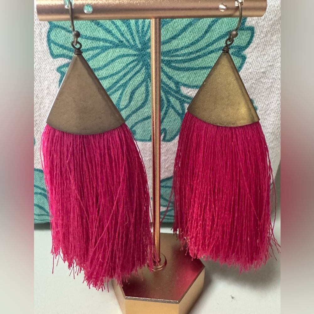 Hot Pink Tassel Earrings ⭐️3 for $20⭐️
